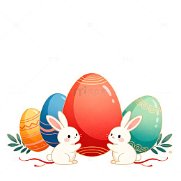 卡通复活节彩蛋兔子插画