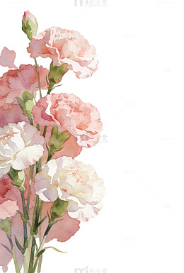 康乃馨温柔水彩质感元素