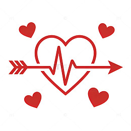 红色爱心箭心跳图案设计素材