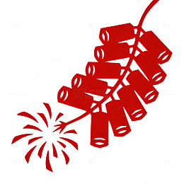 红色鞭炮与烟花图案