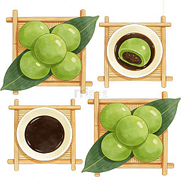 水彩风格青梅与酱汁插画