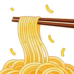 卡通面条美食插画素材