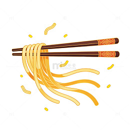 筷子面条卡通插画