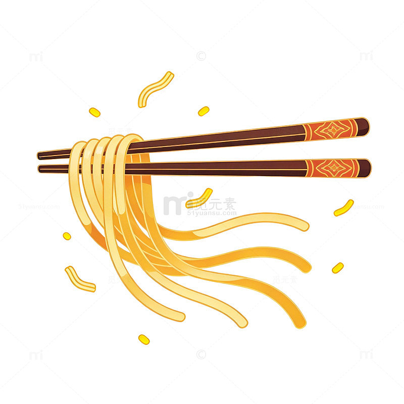 筷子面条卡通插画