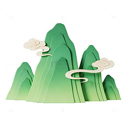 剪纸风格山水画艺术装饰图案