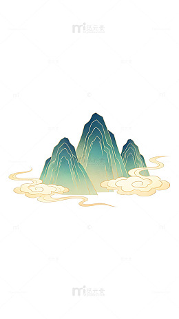 中国风山水画云彩图案设计素材