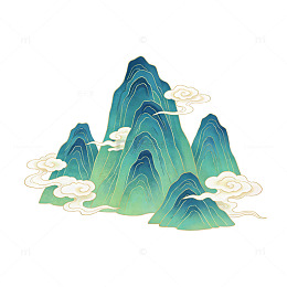 青绿山水画风格装饰画