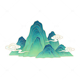 国潮风山水矢量图案设计素材