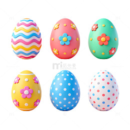 彩绘复活节彩蛋装饰设计素材