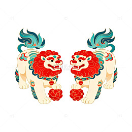 传统中国风狮子图案设计元素