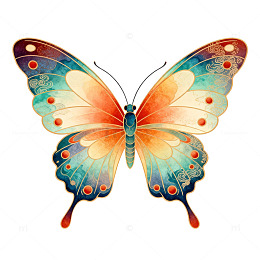彩绘蝴蝶艺术插画