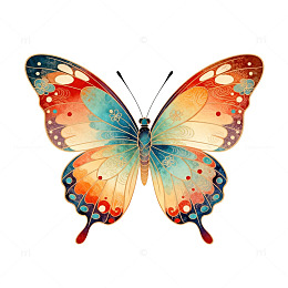 彩绘蝴蝶图案装饰插画