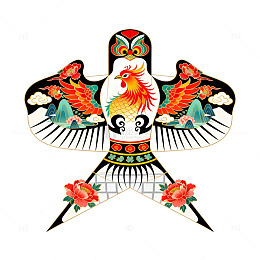 彩绘公鸡风筝图案