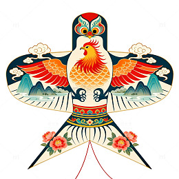 传统风格公鸡风筝图案设计