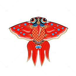 中国风红色蝴蝶风筝设计图