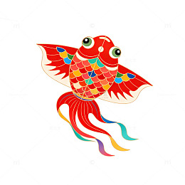 中国传统鱼形风筝插画