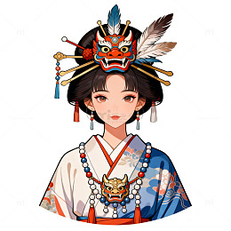 日式和服动漫人物插画