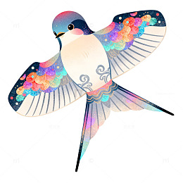 彩绘飞鸟风筝艺术装饰图案