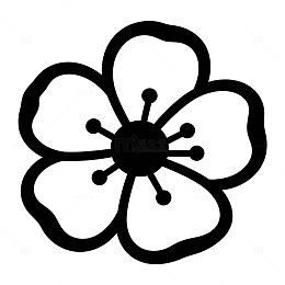 简约黑白花朵图案