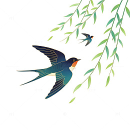 春燕飞翔插画风格图