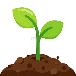 卡通小苗生长土壤插画