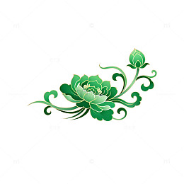 绿色花卉装饰图案设计素材
