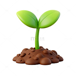 卡通树苗生长元素插画