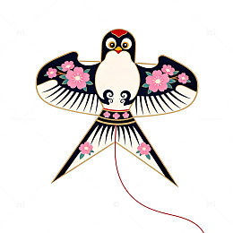 中国风花鸟风筝图案设计素材