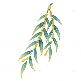 古风柳枝插画设计元素