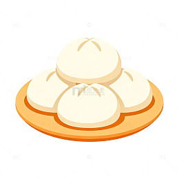 卡通风格包子美食插画设计元素