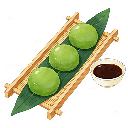 手绘青团插画素材