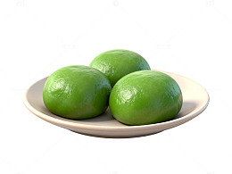 清新绿色团子美食