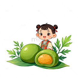 卡通风格青团插画设计元素
