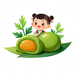 卡通风格清明时节青团插画素材