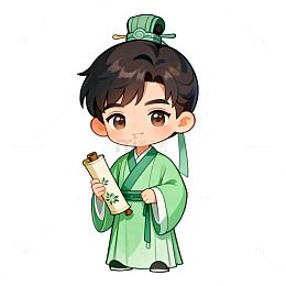 卡通古风汉服小男孩插画设计素材