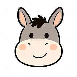 卡通可爱驴头插画