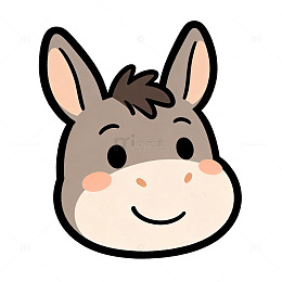 可爱卡通驴头像插画素材