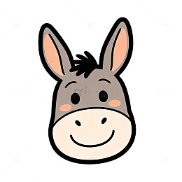 卡通可爱驴头插画设计元素