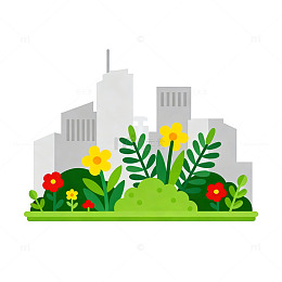 城市花园插画矢量素材