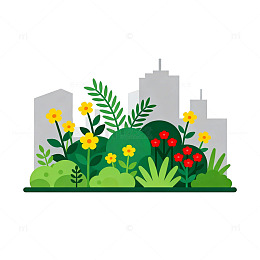 卡通城市花园插画