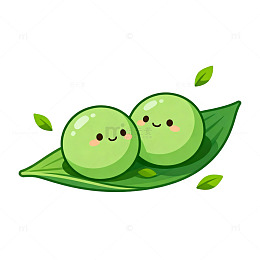 卡通绿团子插画