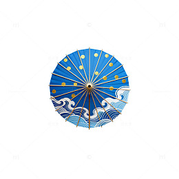 日式风格纸伞平面设计图案