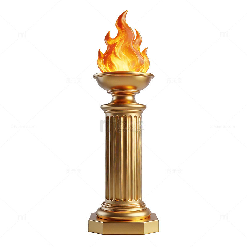 金色火焰火炬设计元素