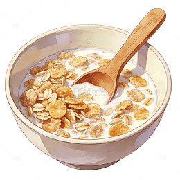 卡通燕麦牛奶早餐插画