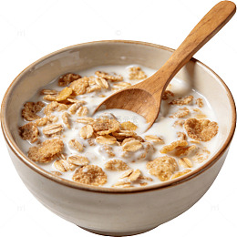 简约早餐麦片牛奶图