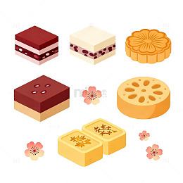 卡通风格月饼插画素材