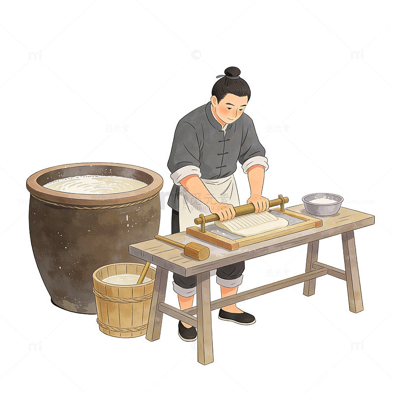 传统手工米制作插画