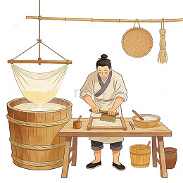 古风水磨制面插画素材