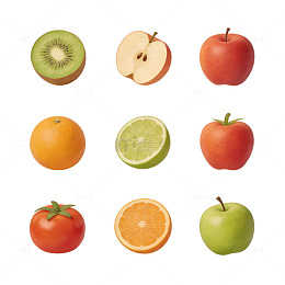 透明背景水果插画设计素材