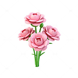 粉色牡丹花三维模型设计素材